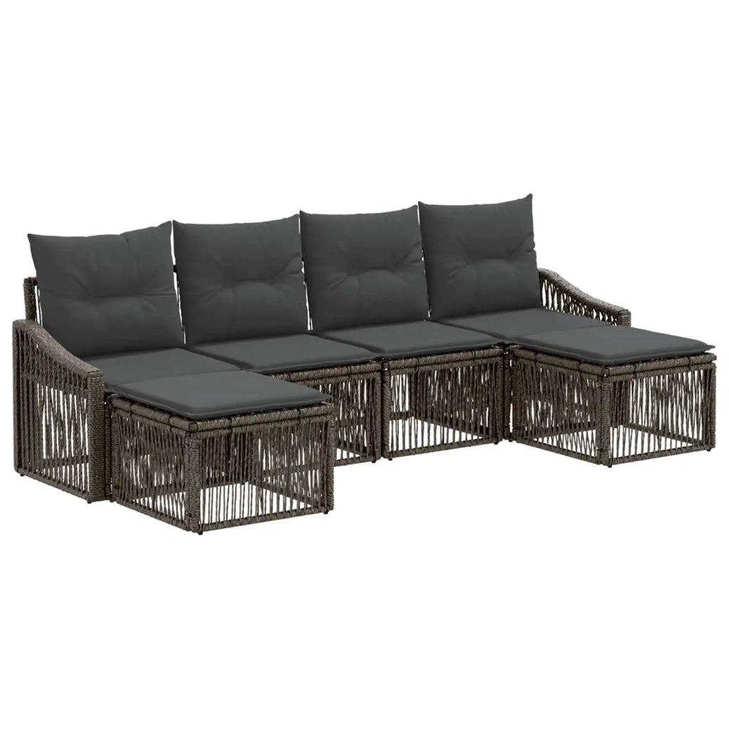 Set Divano da Giardino 6 pz Grigio polyrattan 3436085