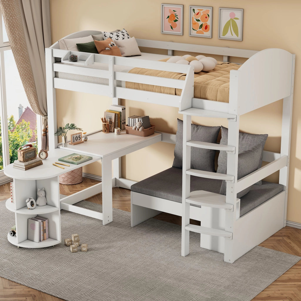 LETTO A CASTELLO per bambini con scrivania estraibile 90x200 cm bianco