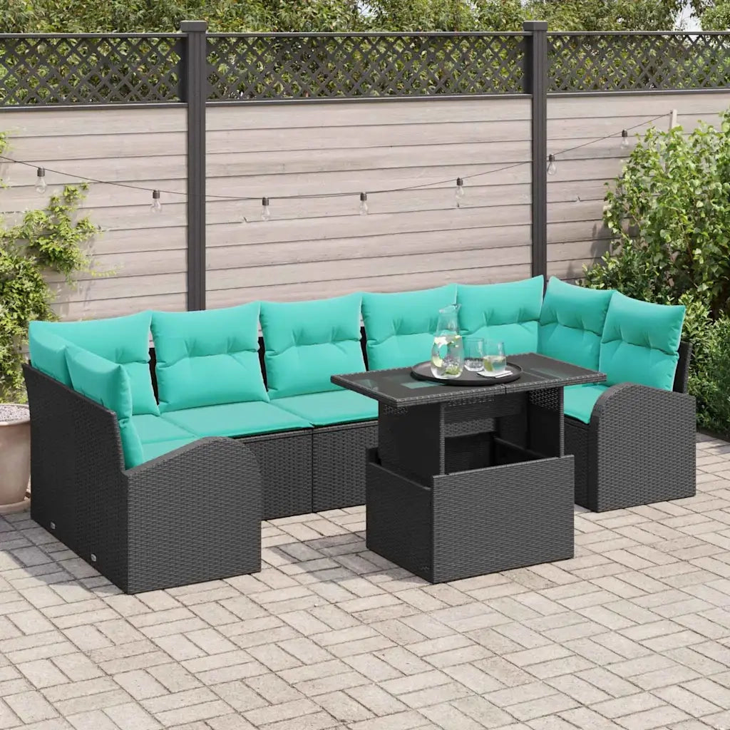 Set Divano da Giardino 8 pcs Nero Rattan in Polipropilene 3357339