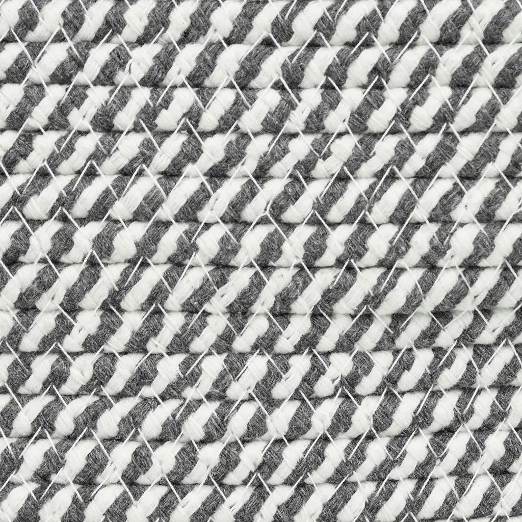 Cestino Portaoggetti Grigio e Bianco Ø40x35 cm in Cotone 358466
