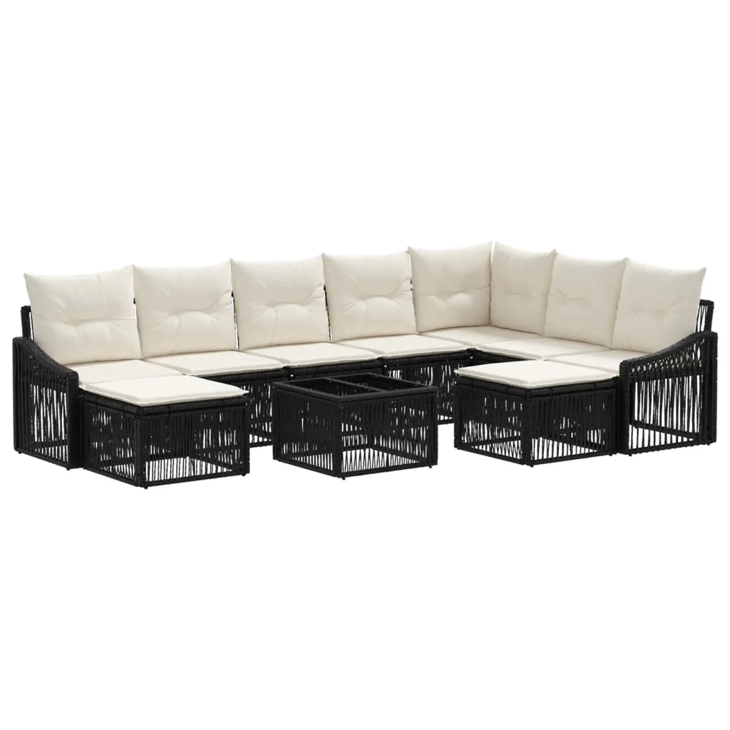 Set Divano da Giardino 10 pcs Nero polyrattan 3436195