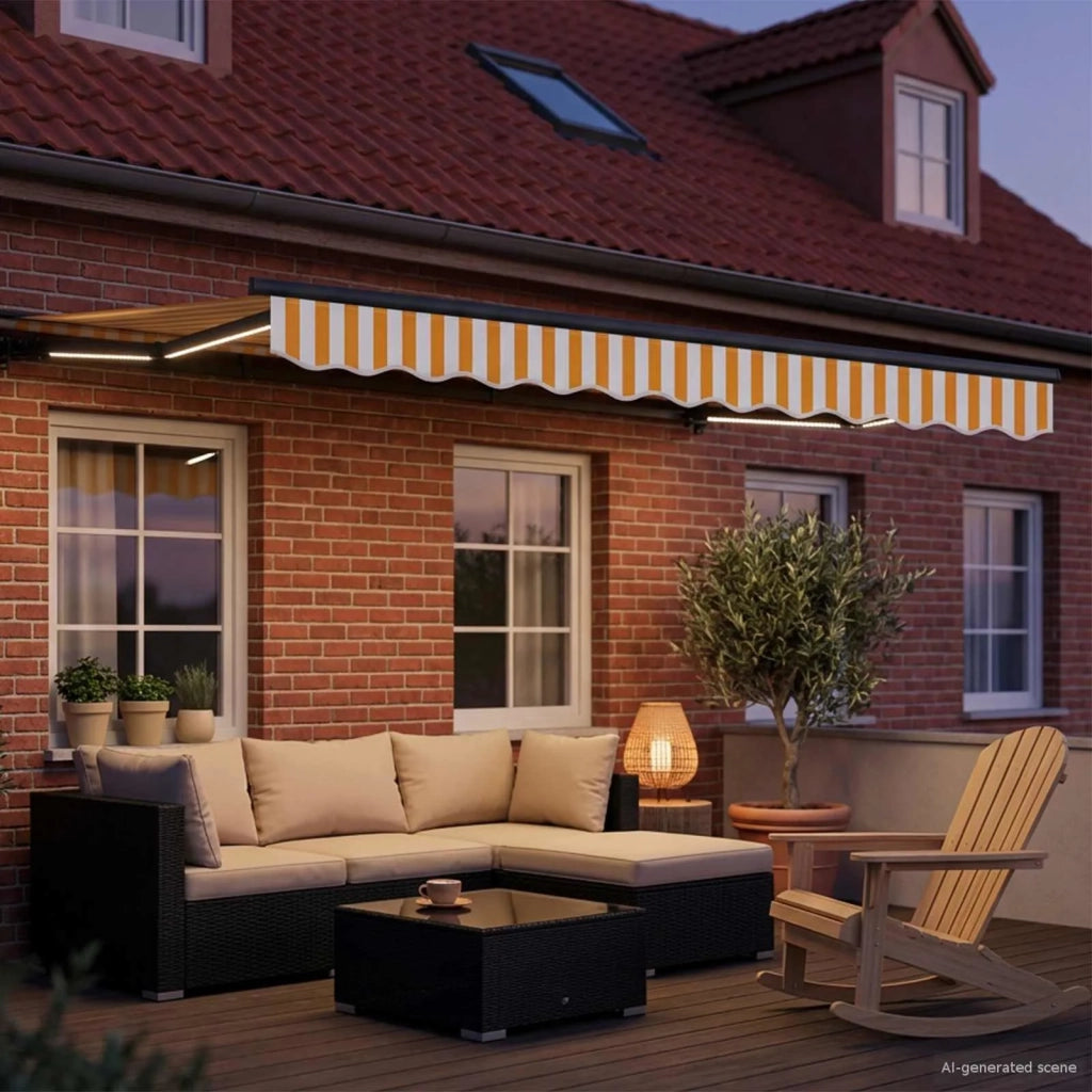 Cornice per Tenda Manuale con LED-Telaio per tendalino manuale 3,5 x 2,5 m 118938