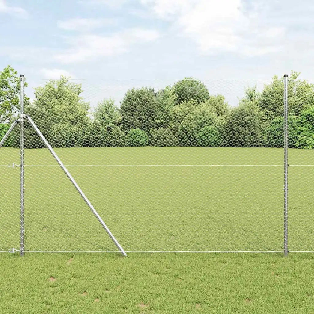 Recinzione Esagonale Argento 1,5 x 10 m Acciaio zincato 42005654