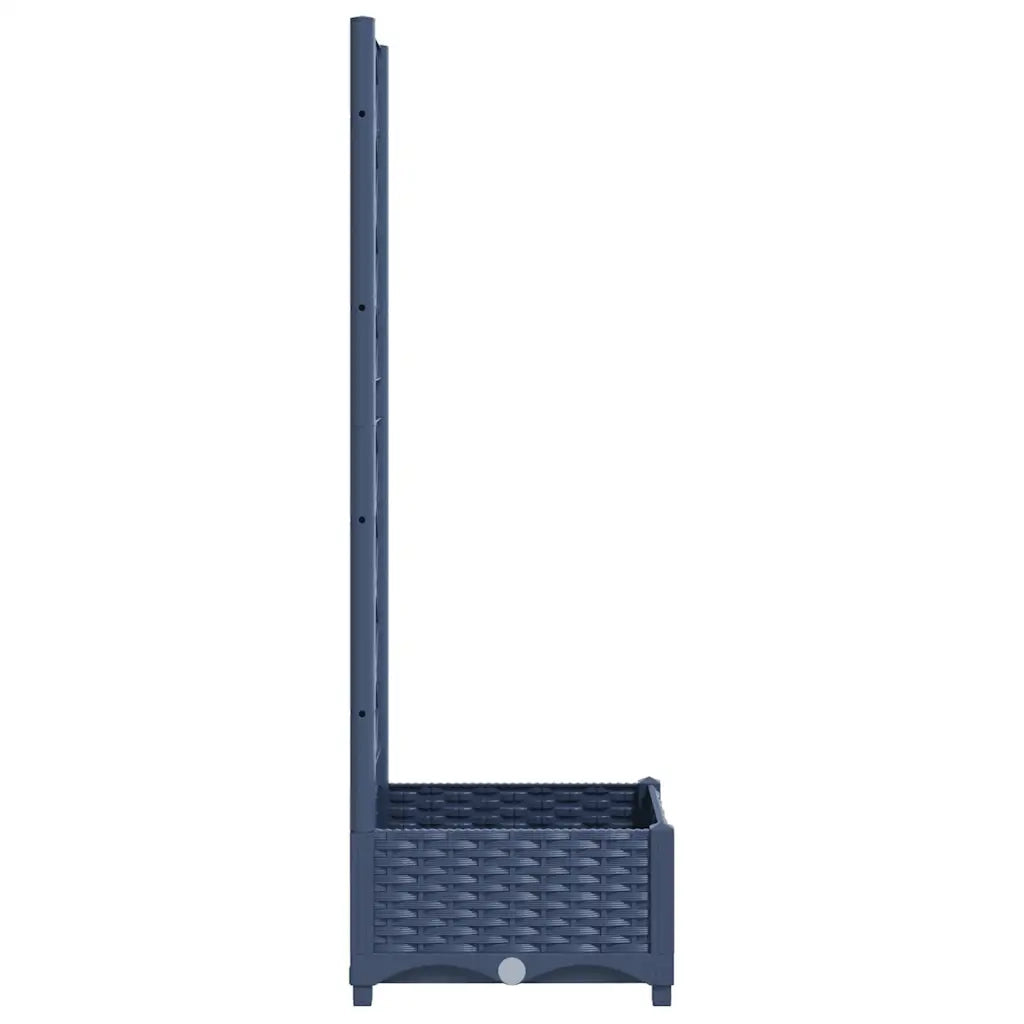 Fioriera da giardino con traliccio-Vaso da Esterno-Vaso con Griglia blu grigio 40x40x121,5 cm PP