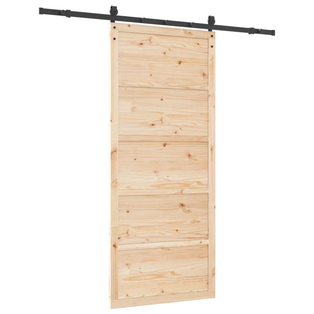 Porta scorrevole Naturale 100 x 208 cm Legno Massello di Pino 3445631