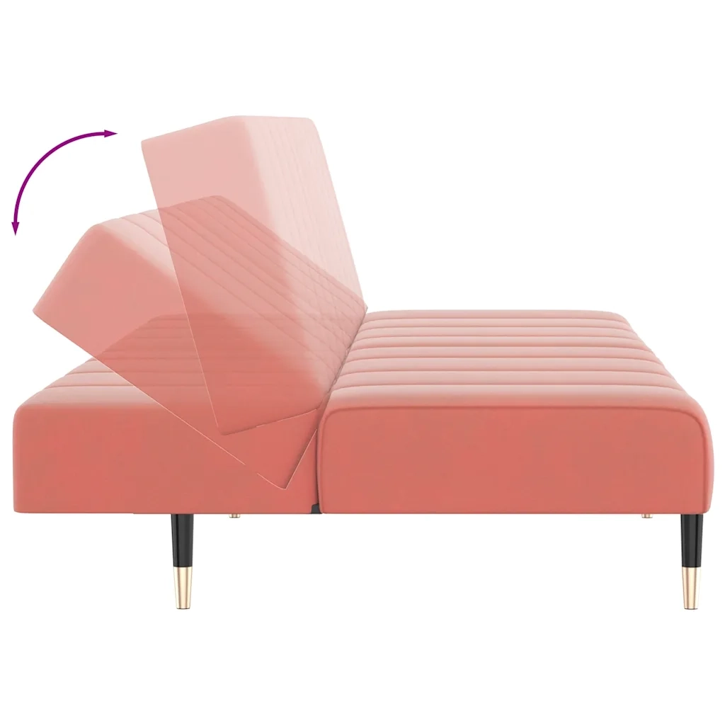 Divano Letto a 2 Posti Rosa in Velluto 375878