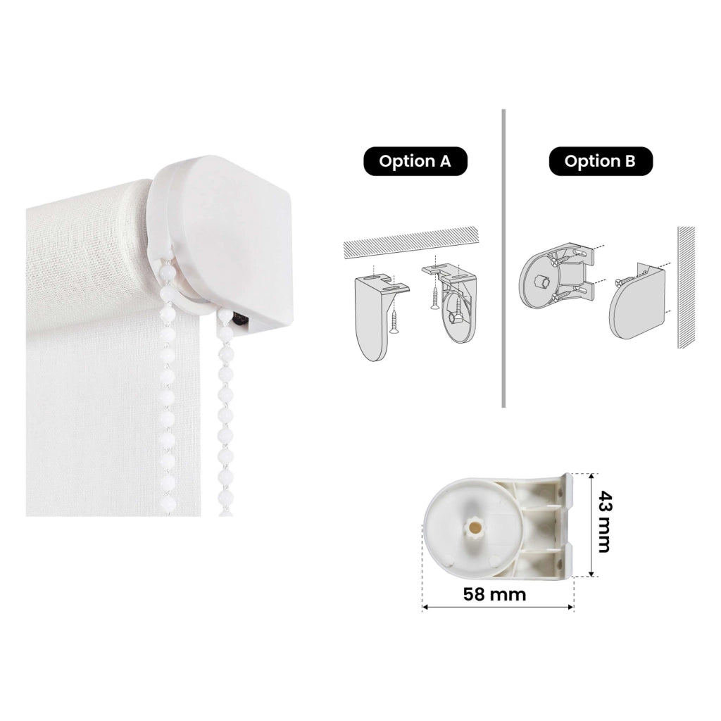 Tenda a Rullo Filtrante, Tenda Avvolgibile Traslucida Liscia Per Finestre e Porte Bianco 100x180 cm