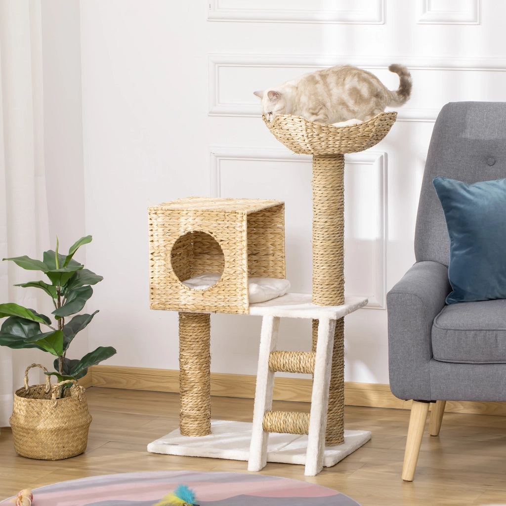 Albero per Gatti con Cuscini e Scala ¨C Minimal ¨C Grigio 100.5 cm
