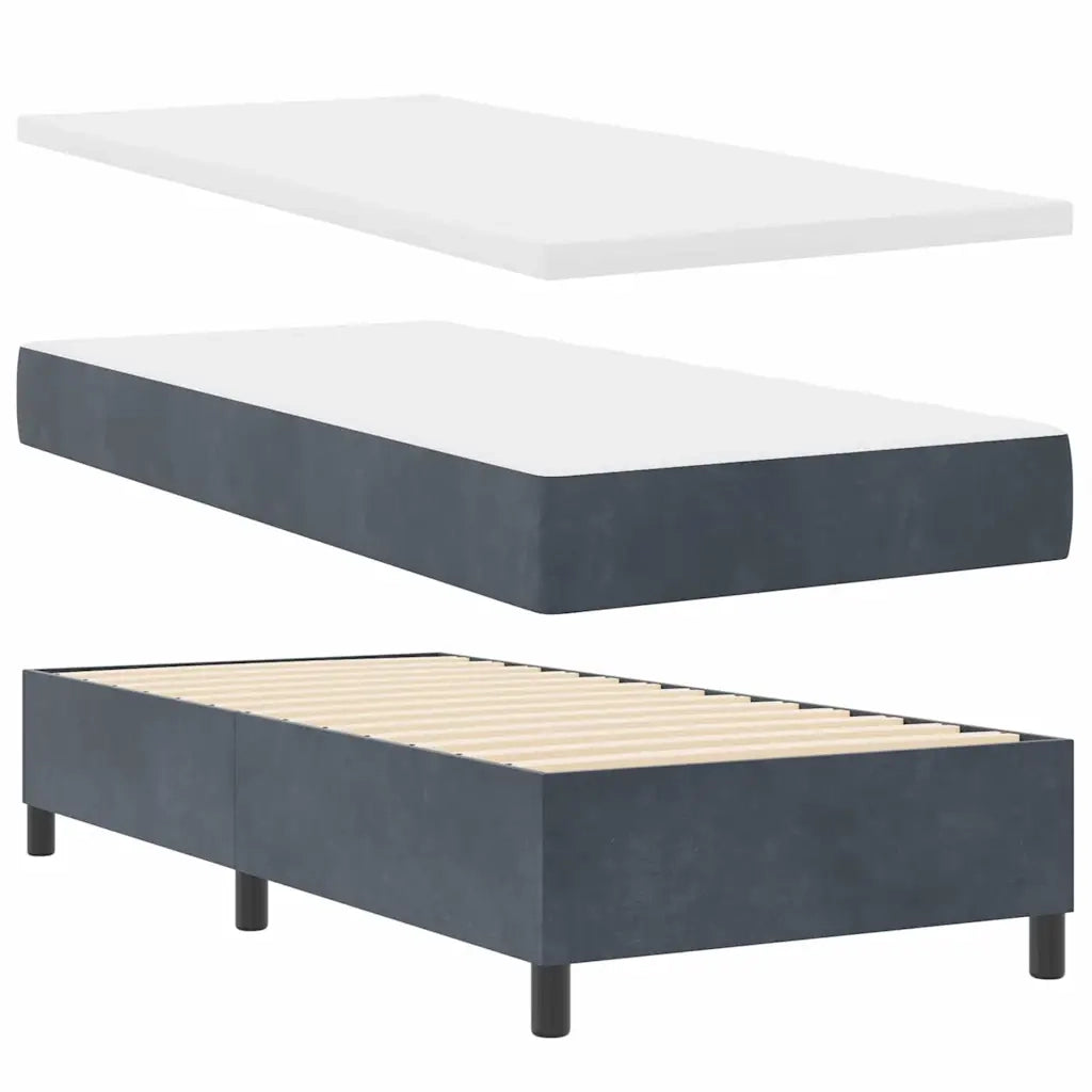 Letto a molle con materasso Grigio scuro 90 x 190 cm Velluto