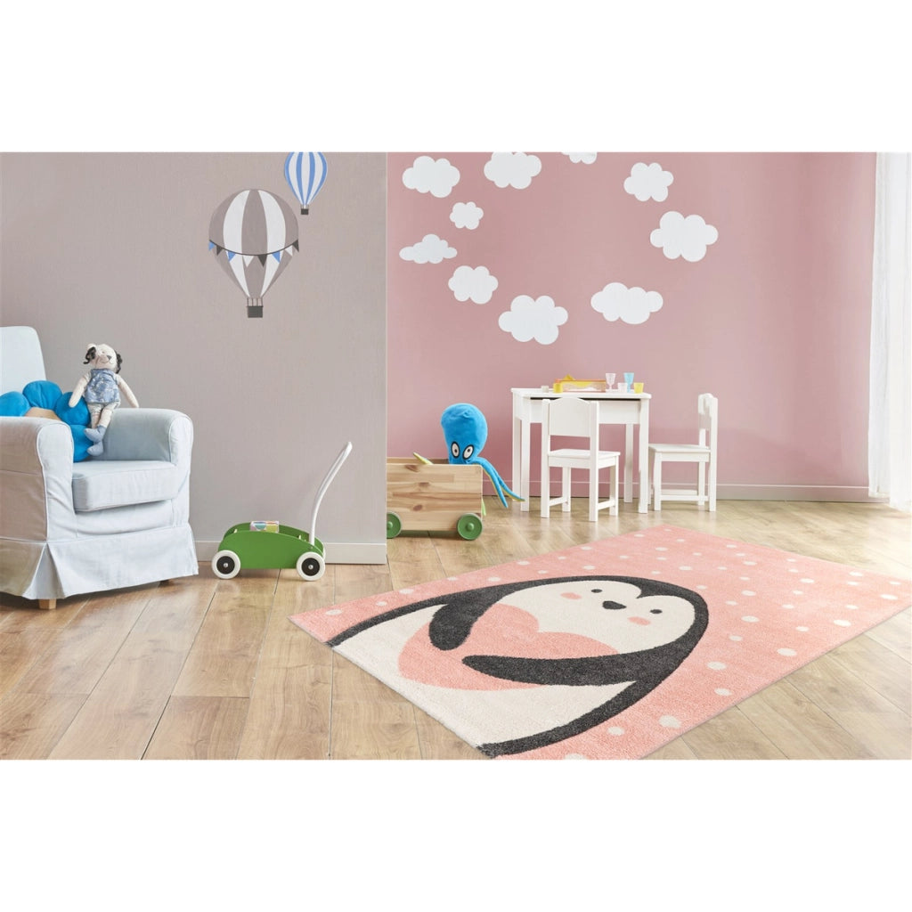 Tappeto per bambini Amigo 525 Rosa con Pinguino