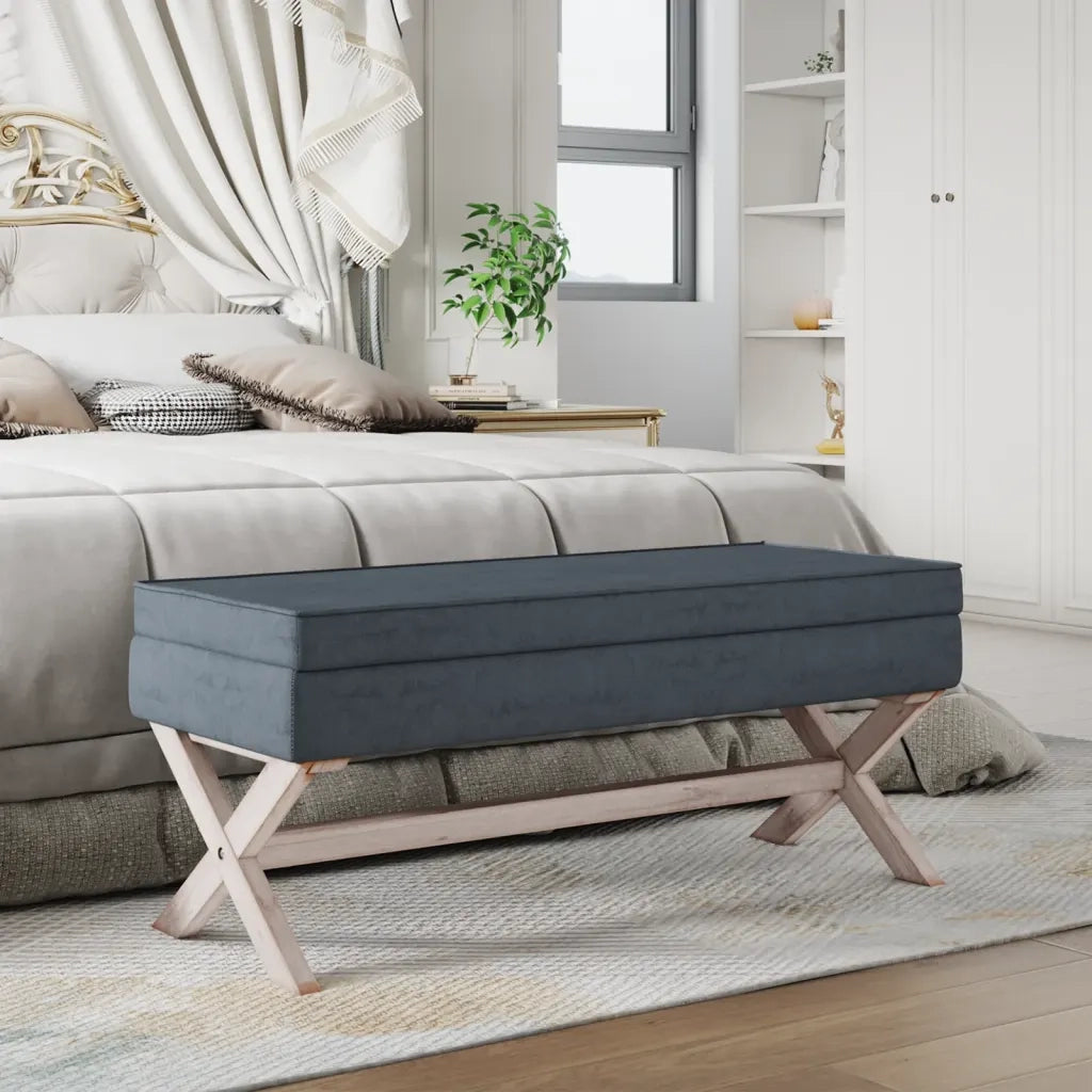 Sgabello Portaoggetti Grigio Scuro 110x45x49 cm in Velluto 344526