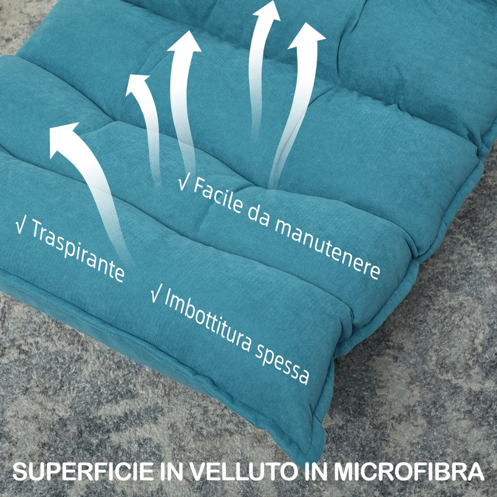 Poltrona Relax Girevole ¨C Xylo ¨C Velluto Blu Schienale Reclinabile 5 Posizioni 62x70x95cm
