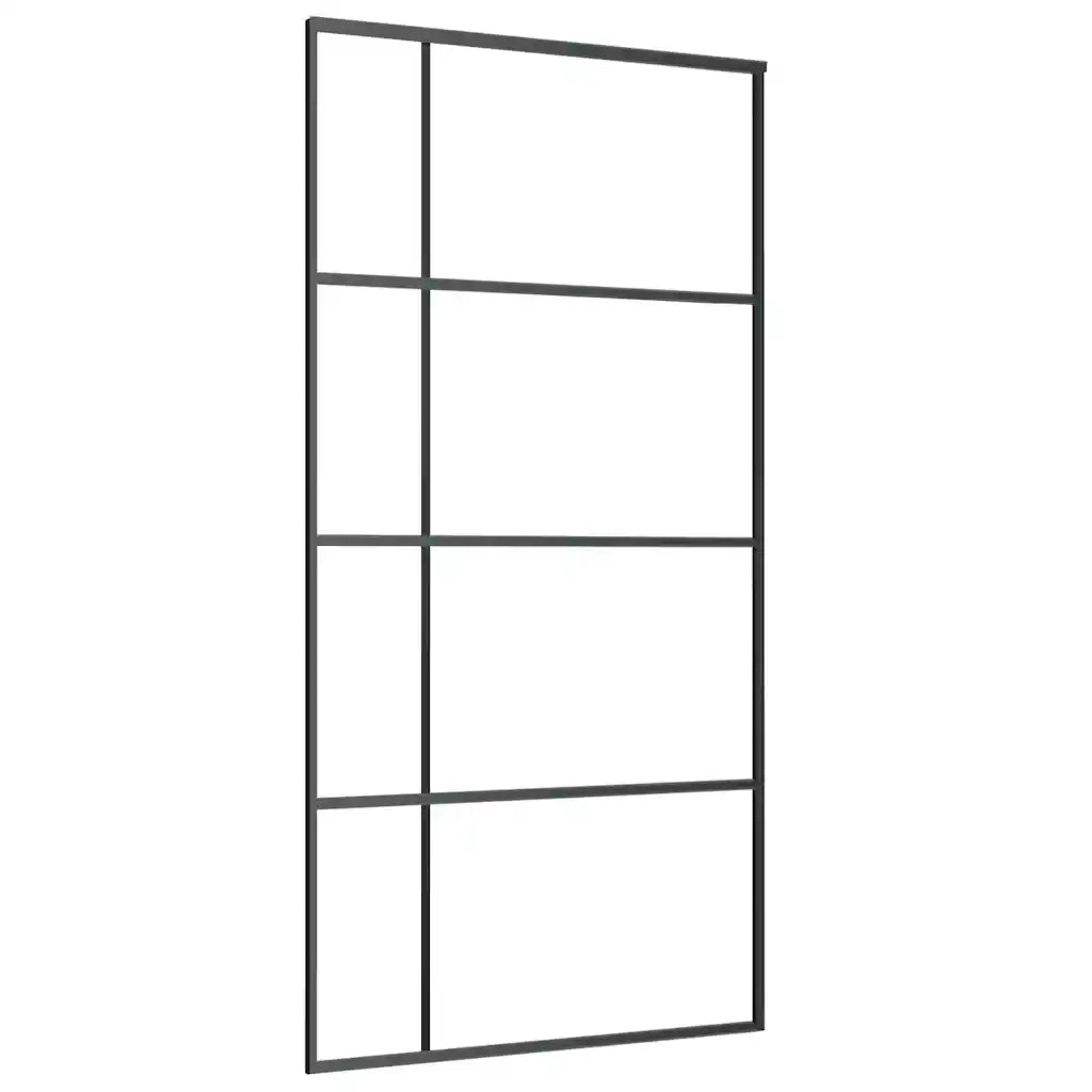Porta Scorrevole con Ferramenta Nera 102,5x205 cm in Vetro ESG