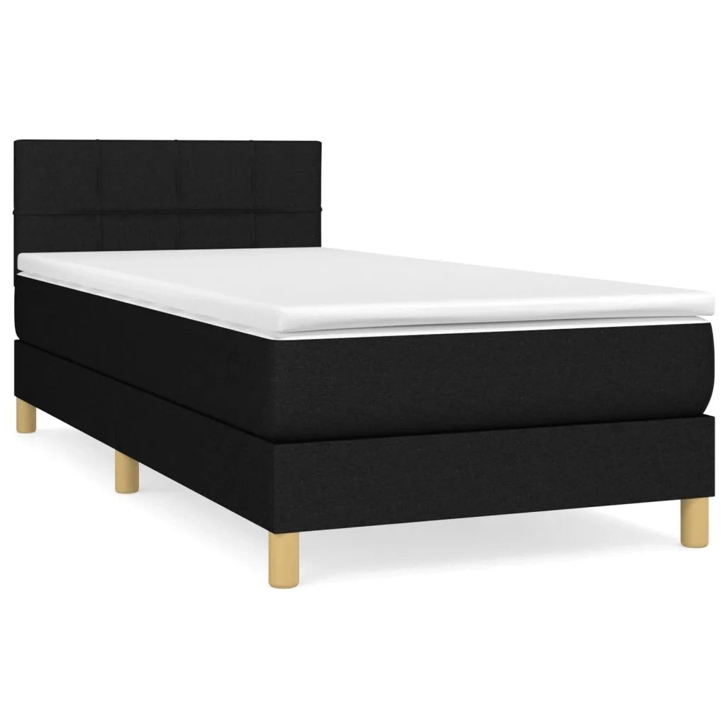 Giroletto a Molle con Materasso-Struttura Letto Nero 90x200 cm in Tessuto 656213