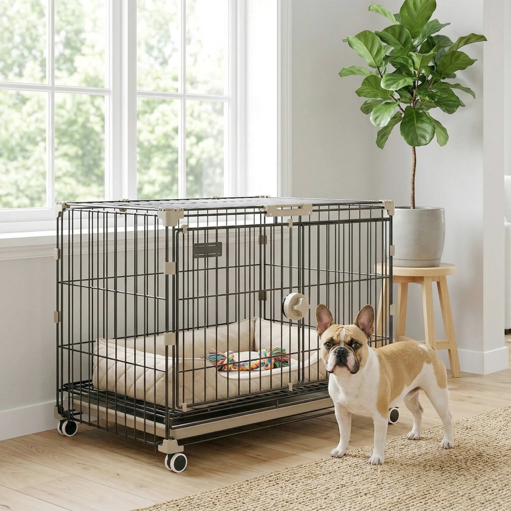 Gabbia per Cani con Ruote e Vassoio Rimovibile ¨C Xylo ¨C 60,5x45,5x54,5cm Nero