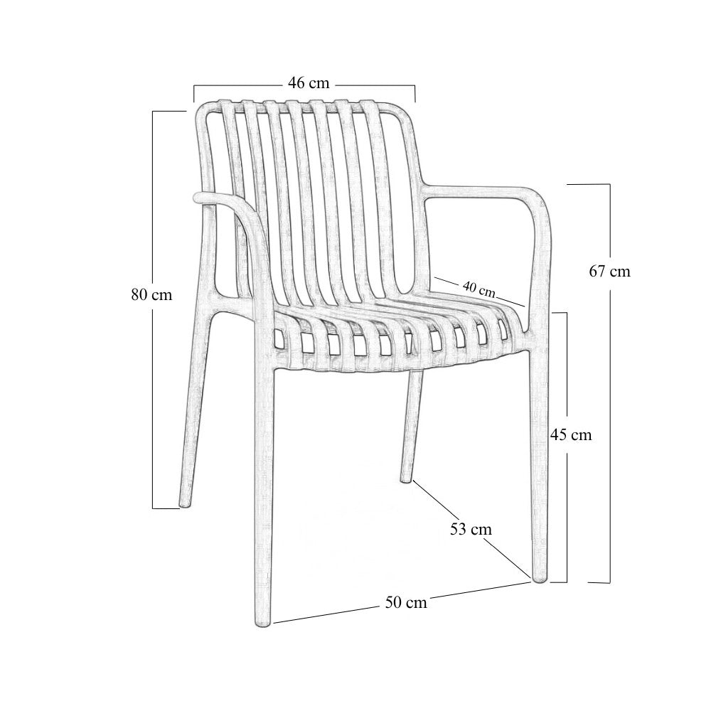 Sedia Iside da esterno in plastica marrone comfort premium con braccioli