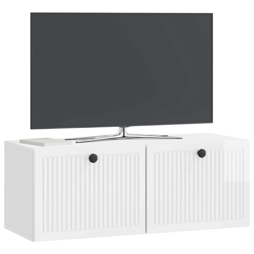 Mobile TV da Muro | Armadietto TV | Mobile Porta TV Bianco Lucido 78,5 x 31 x 30 cm