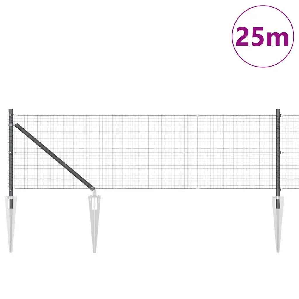 Palo della recinzione Grigio 25 x 0,4 m (maglia 25 x 25 mm)