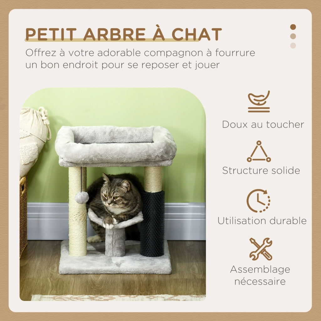 Tiragraffi per gatti con palo sisal e pallina sospesa ¨C Xylo ¨C Grigio 48 cm