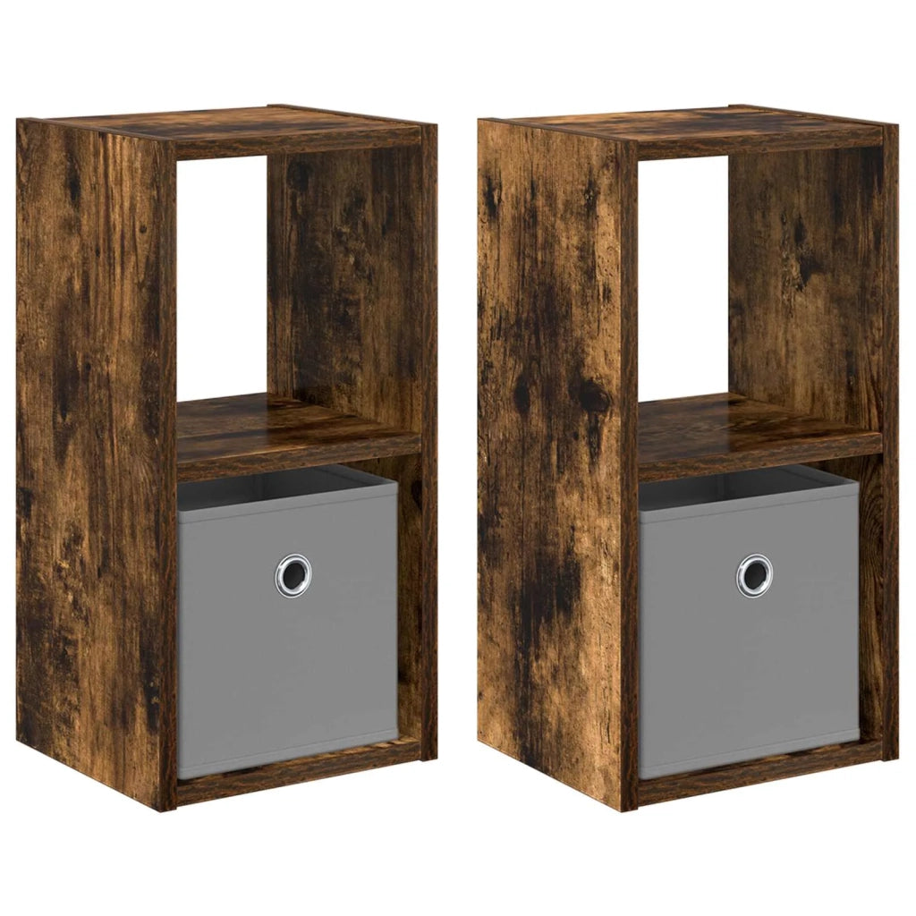 Comodino con cassetto 2 pcs Rovere fumé 25,5 x 22 x 49,5 cm 8000605