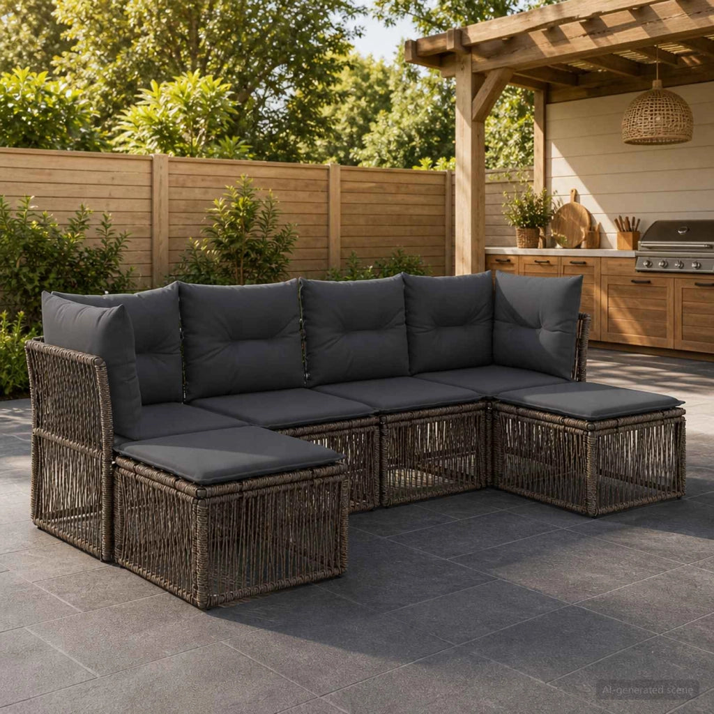 Set Divano da Giardino 6 pz Grigio polyrattan 3434303