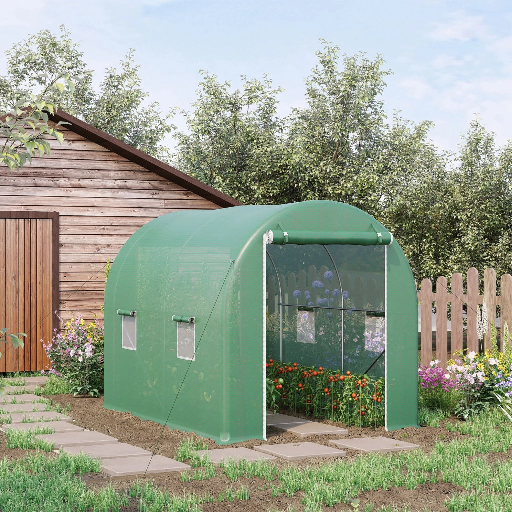 Serra Tunnel da Giardino ¨C Xylo ¨C 6m2 3x2x2,10m Verde con Porta e 4 Finestre