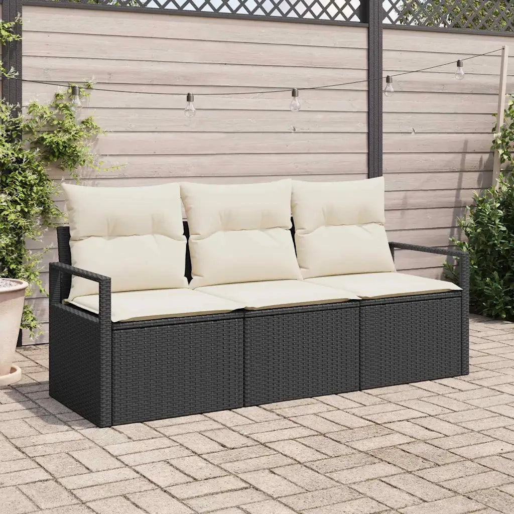 Set di divani 3 pcs Nero polyrattan