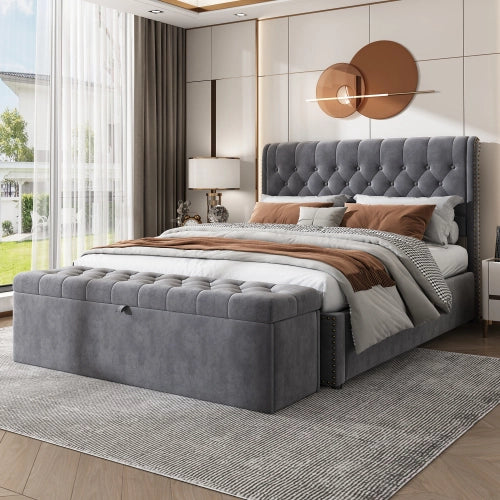letto imbottito velluto grigio 140 x 200 cm