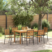 Set da Pranzo per Giardino 7 pcs Nero Legno di Acacia Massello