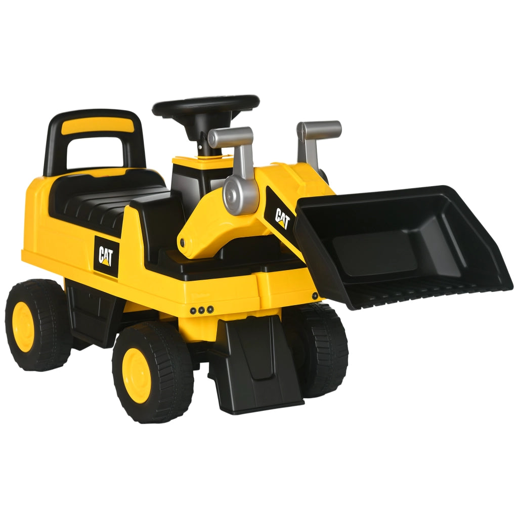 Ruspa Giocattolo per Bambini 18 e 36 Mesi con Escavatore e Spazio Portaoggetti, 78x29.5x54 cm, Giallo e Nero