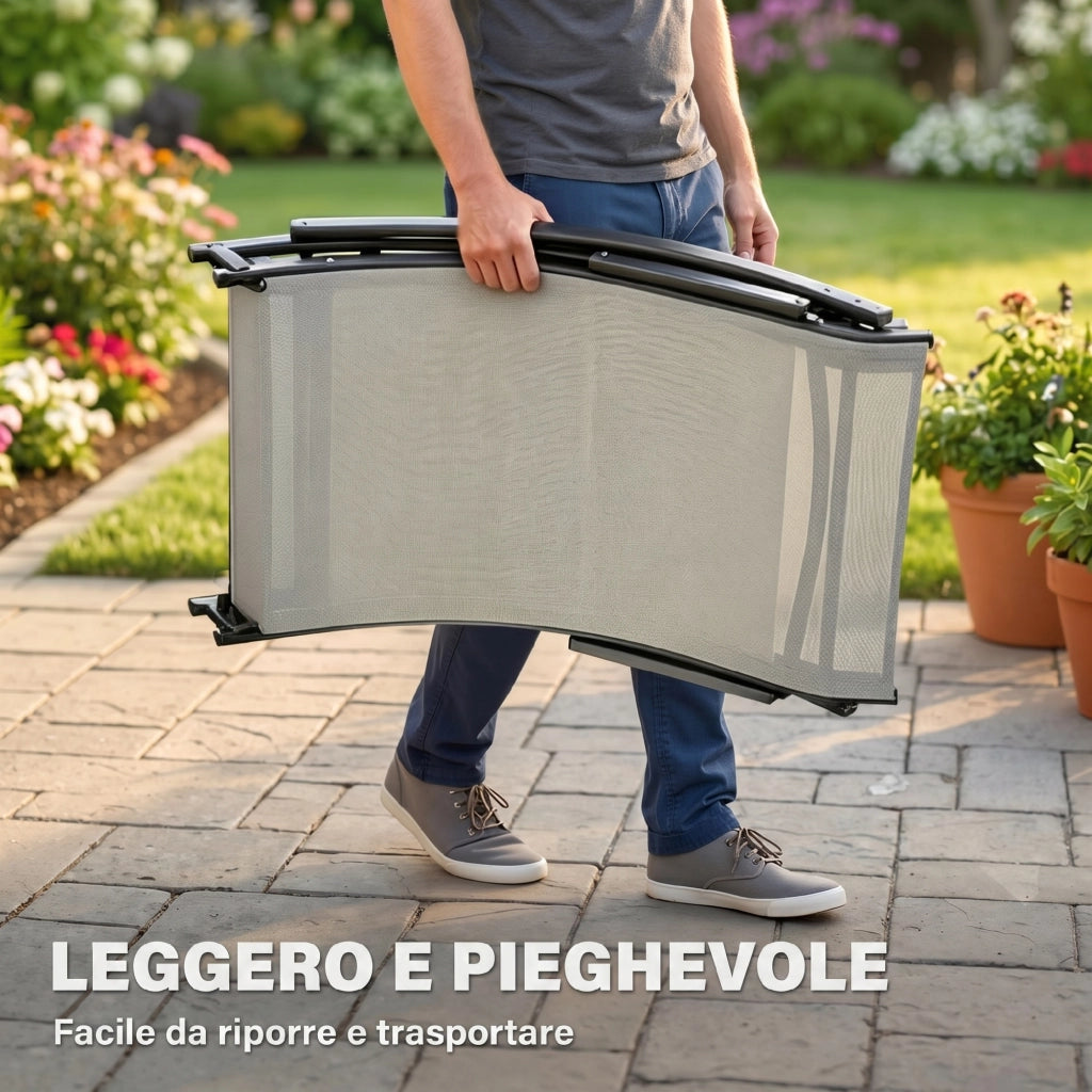 Sdraio Pieghevole da Giardino ¨C Xylo ¨C Alluminio e Textilene 61x165x63cm Set 2 Pezzi
