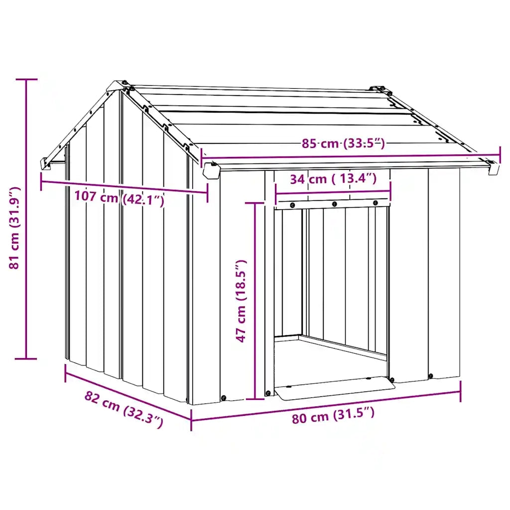 Casetta per Cani con Tetto 85x107x81 cm Acciaio Zincato CFW3368327