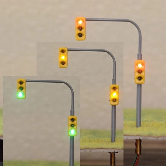 Segnalazioni di Traffico 2 Pezzi - LED Stradali - Colonna Metallica - Scala HO/OO - Lunga Durata di Vita - 3V DC Tensione di Funzionamento - Illuminazione Ferroviaria Modellistica