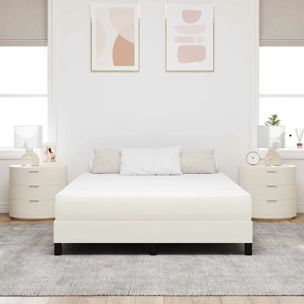 Letto matrimoniale | Letto per adulti | Materasso da Letto con materasso Crema 140 x 200 cm Tessuto