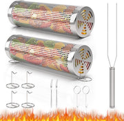 Grill portatile - Cassetta da griglia portatile con forchetta - Accessori per cucina BBQ - Grigliare all'aperto - Carni e pesce verdure - Acciaio inossidabile - Cassetta per appassionato di BBQ