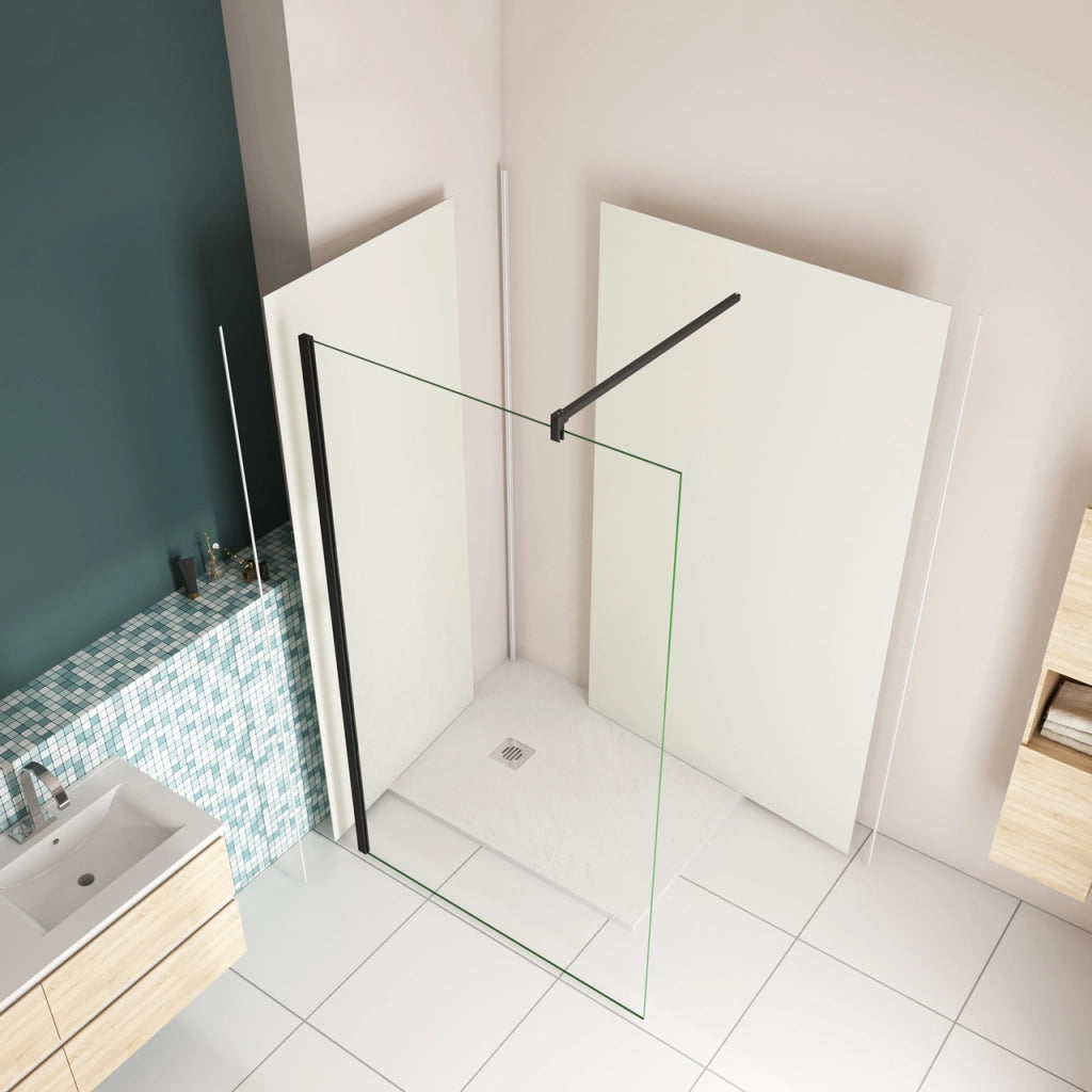H.210 cm Pannello Doccia ad Angolo 120x120 cm Realizzato in Alluminio da 3 mm con Profili Finitura Bianco Avorio per Rivestimento Parete Bagno