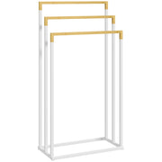 Portasciugamani Autoportante 3 Sbarre Bamb¨´ Acciaio ¨C Xylo ¨C Bianco Legno 45x22.5x86cm