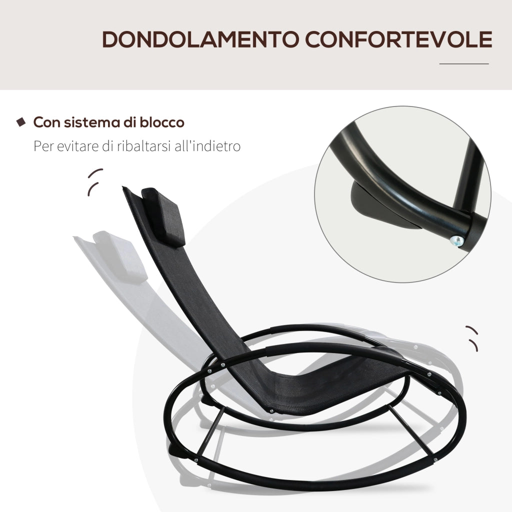 Sdraio da Giardino Zero Gravity con Cuscino ¨C zephmum ¨C Nero 105x62x88cm