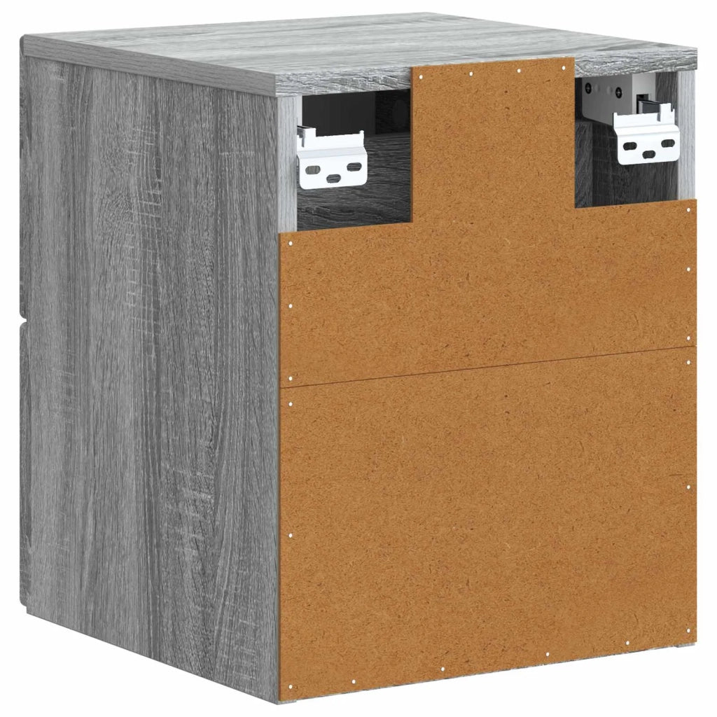 Comodino | Armadio da Notte | Mobiletto da notte a muro Grigio Sonoma 33 x 34,5 x 40 cm