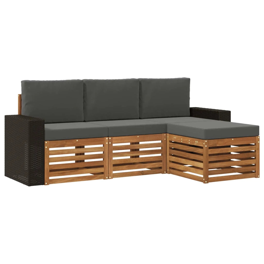 Set di divani da esterno con cuscino 4 pcs Naturale e Antracite 3384213