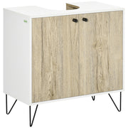 Mobile sottolavabo bagno ¨C Xylo ¨C 2 ante, gambe acciaio, bianco legno naturale, 60x30x60 cm