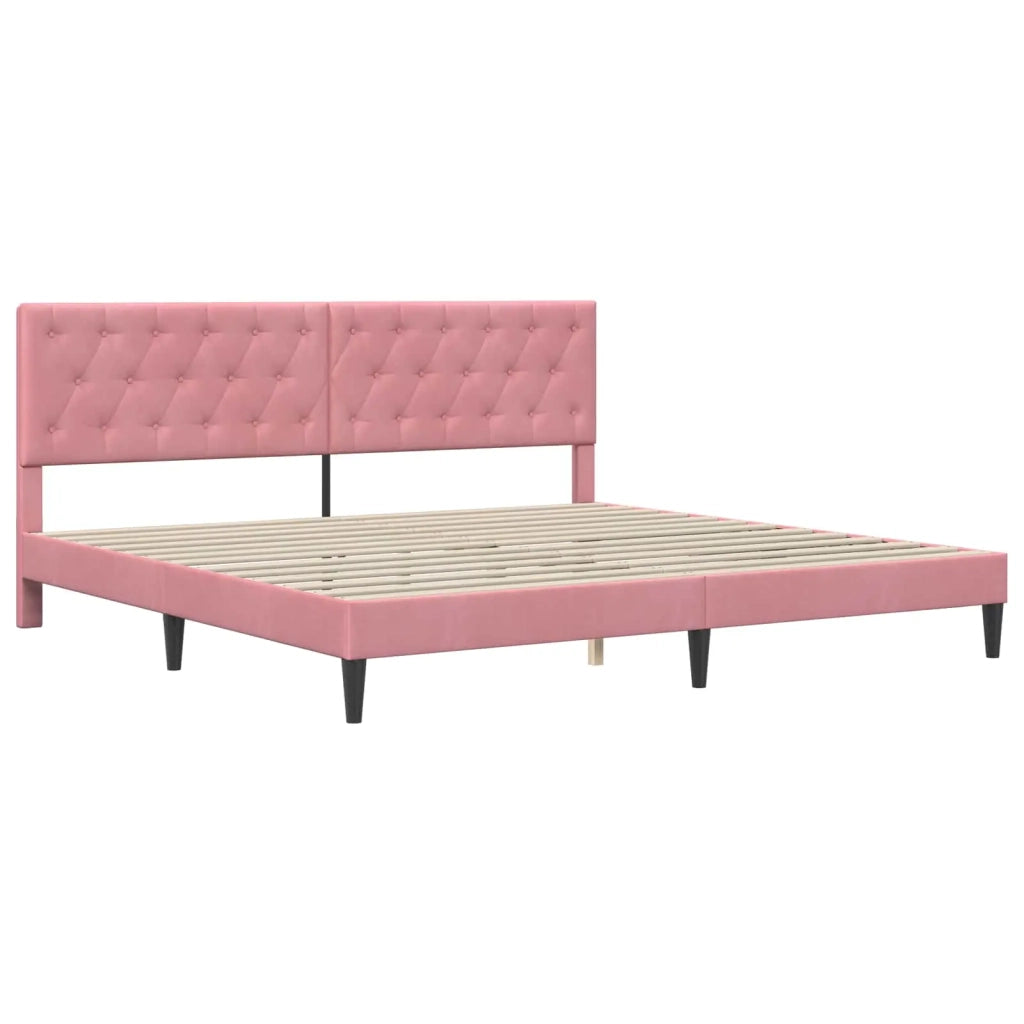 Struttura del letto con testiera-Giroletto Rosa 180 x 200 cm Velluto 196337