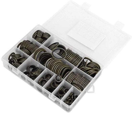 Set di sigillatura per prodotti metallici e in gomma - 240 pezzi - Adatto per oliatura - 6810121416182022242730 mm - Anelli di sigillatura NBR Dowty Bondati.