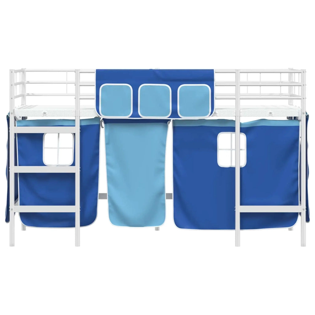 Struttura del Letto Loft per Bambini con Tendine Bianco e Blu 42020815