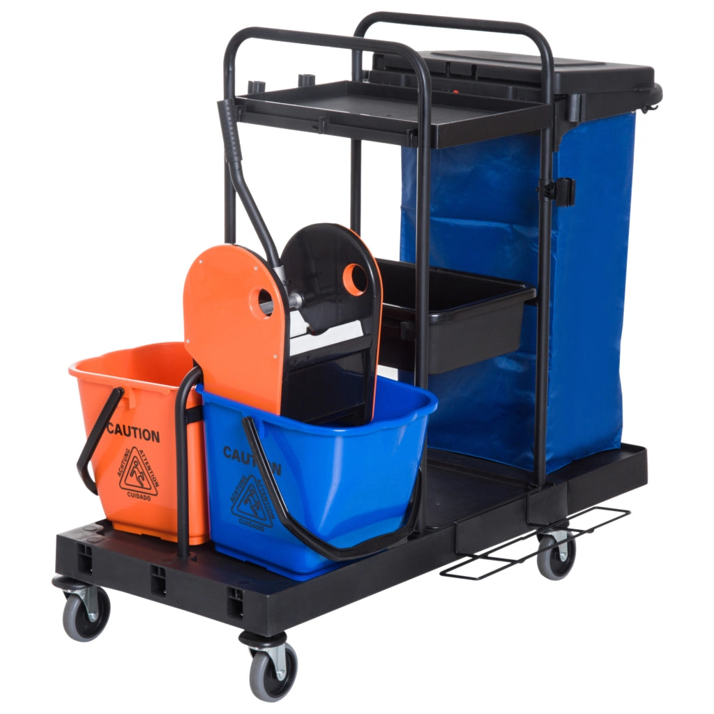 Carrello Pulizie Professionale 3 Ripiani ¨C Minimal ¨C Nero 111x63.3x103 cm
