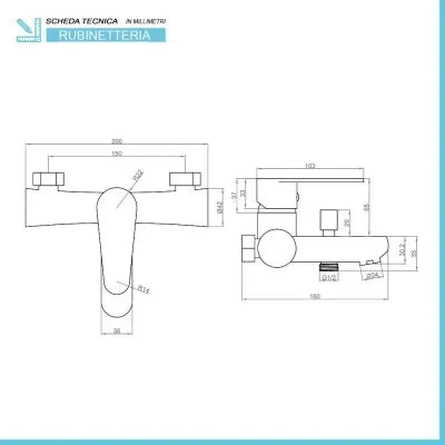 Miscelatore vasca nichel nero satinato con duplex e kit doccia serie  Lizzy