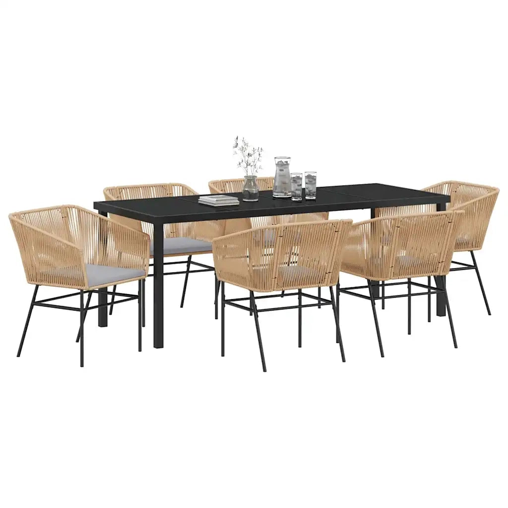 Set da Pranzo per Giardino con cuscino 7 pcs Marrone 3380930