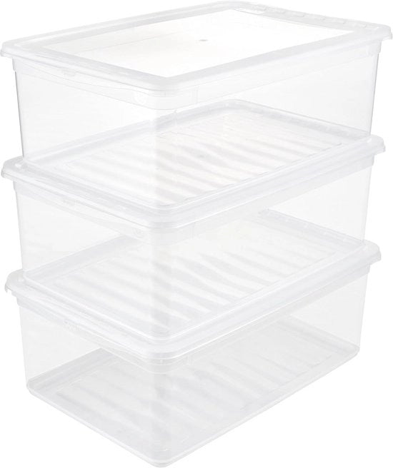 Set di archiviazione con tecnologia di ventilazione - Set di 3, trasparente, 14 cm alto, 33 L totale