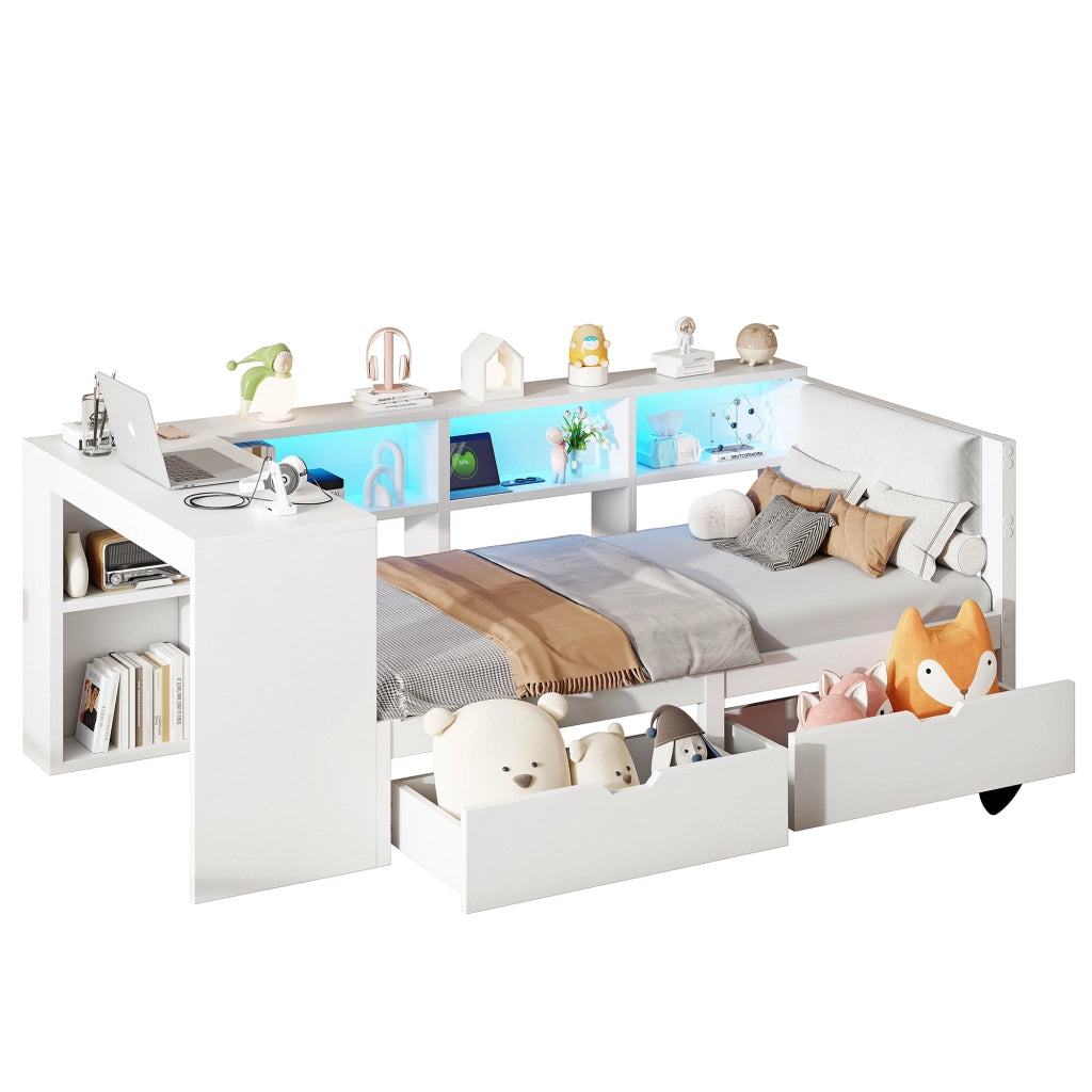 letto piattaforma in mdf e compensato bianco 90 x 200 cm