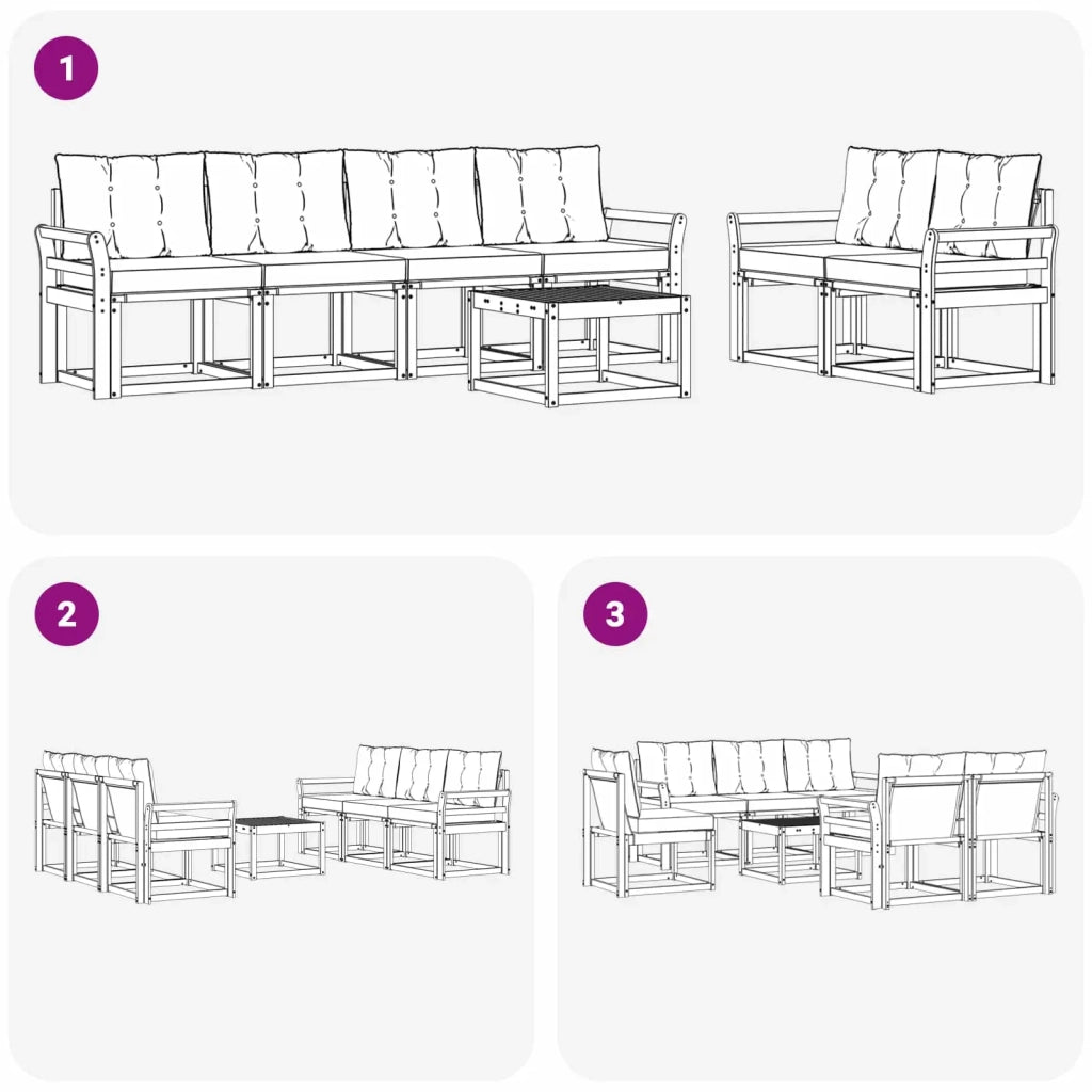 Set di divani da esterno 7 pz Bianco e Crema 3389236